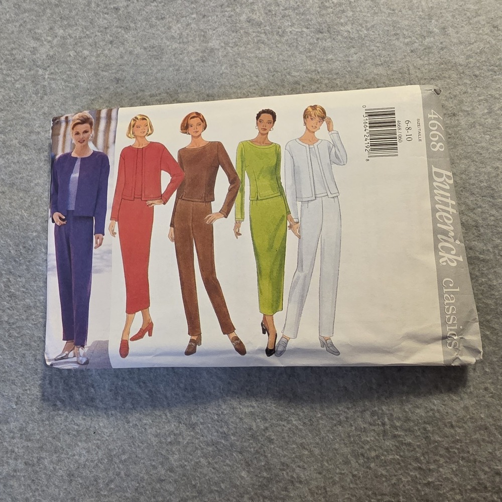 Butterick Classics 4668 Women's Pants Sewing Pattern Size 6-8-10 Uncut